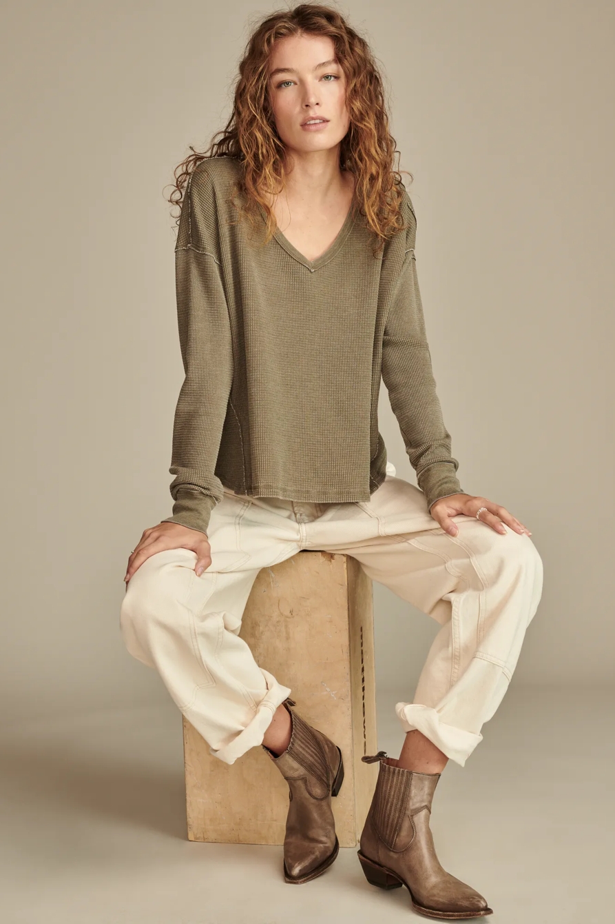 V Neck Long Sleeve Top, image 4