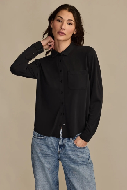 Sandwash Long Sleeve Button Front, image 1