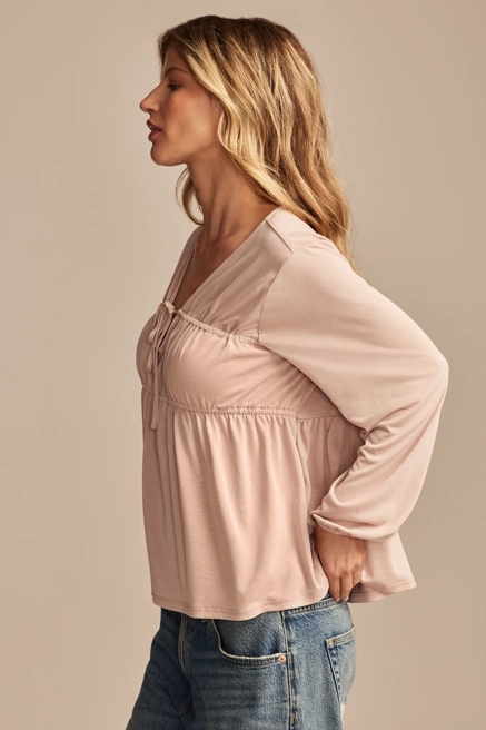 SHIRRED TIE FRONT SANDWASH TOP, image 4