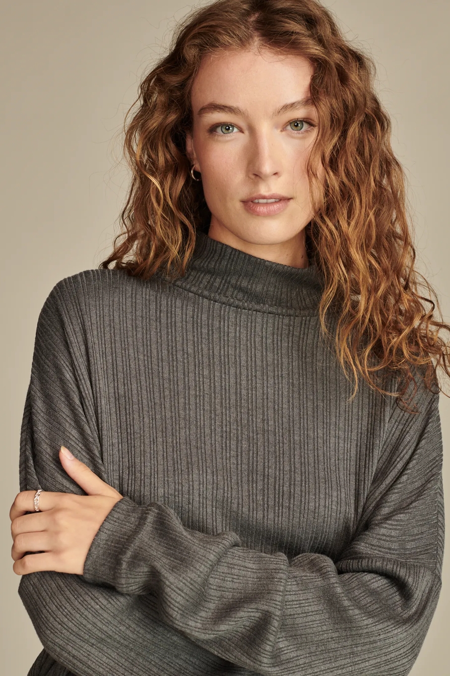 Cloud Rib Mock Neck Top, image 2