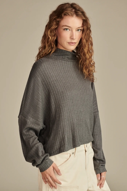 Cloud Ribbed Mock Neck Top, image 3