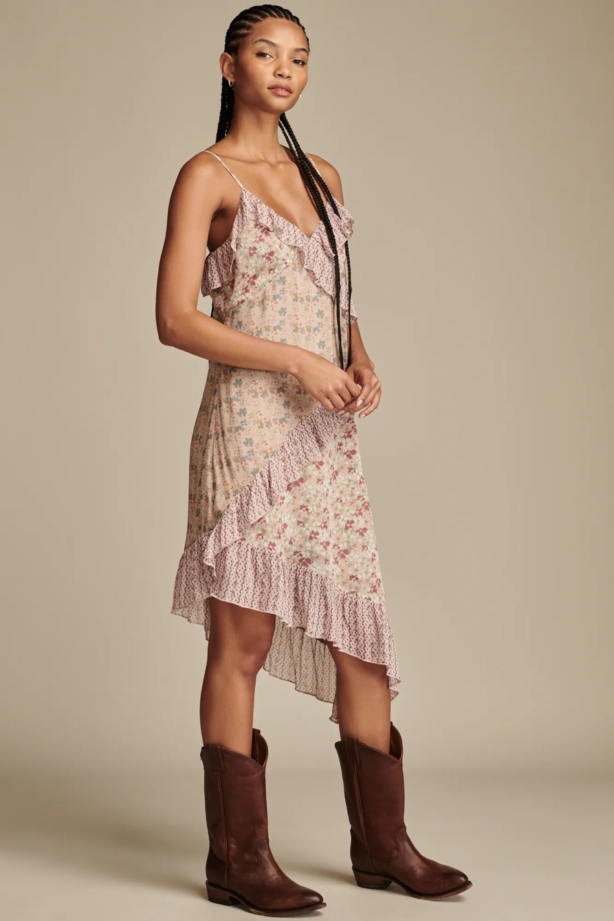 PRINT MIX RUFFLE MIDI DRESS, image 3