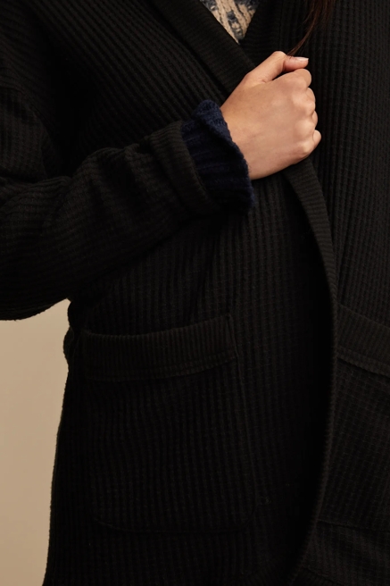 WAFFLE KNIT SHAWL HOODIE, image 2