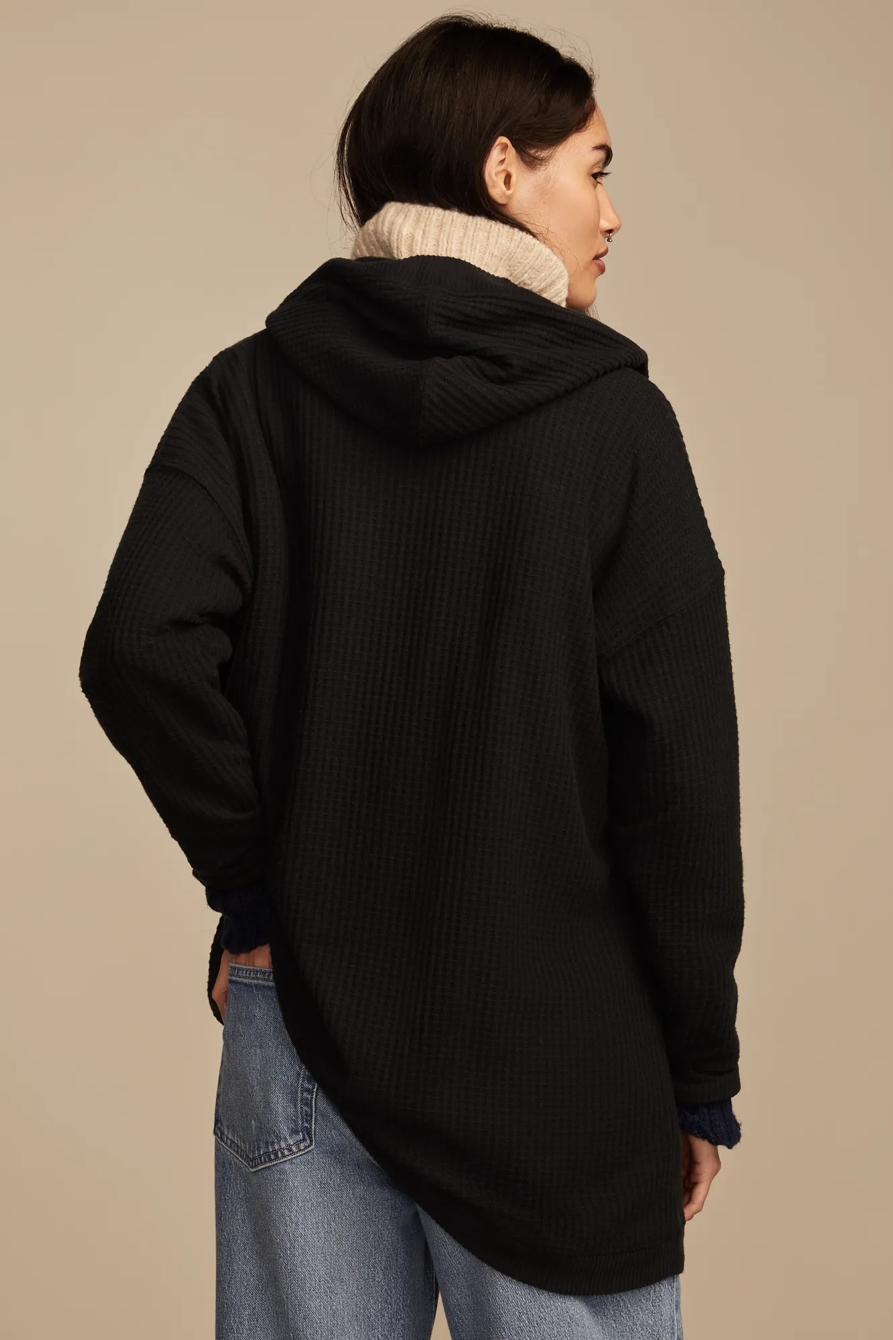 WAFFLE KNIT SHAWL HOODIE, image 4