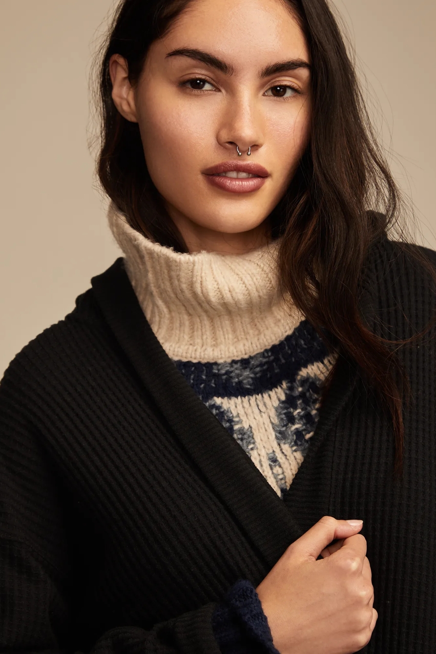 WAFFLE KNIT SHAWL HOODIE, image 5
