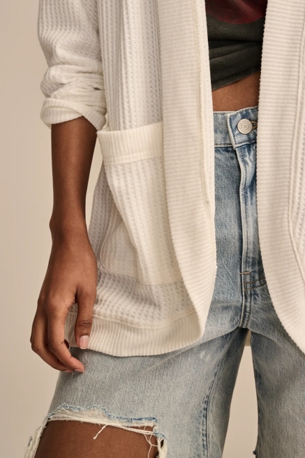 WAFFLE KNIT SHAWL HOODIE, image 4