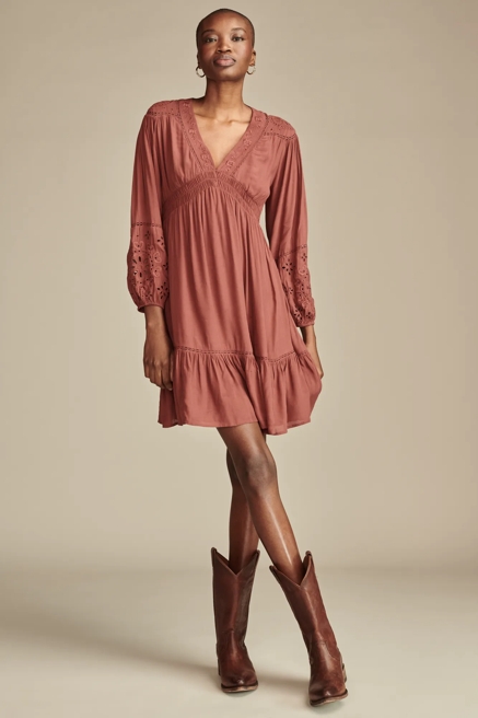 CUTWORK LONG SLEEVE MINI DRESS, image 1