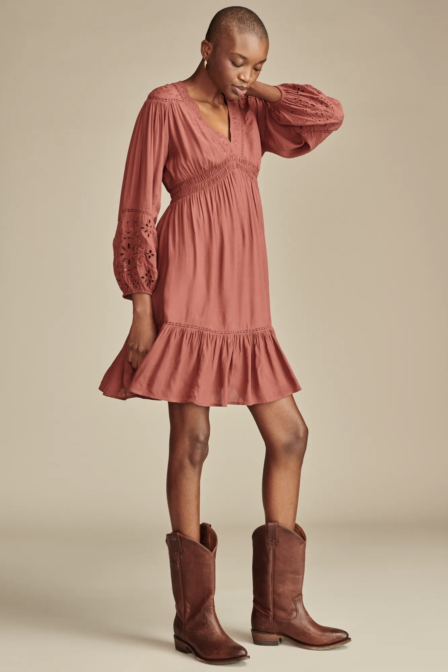 CUTWORK LONG SLEEVE MINI DRESS, image 3