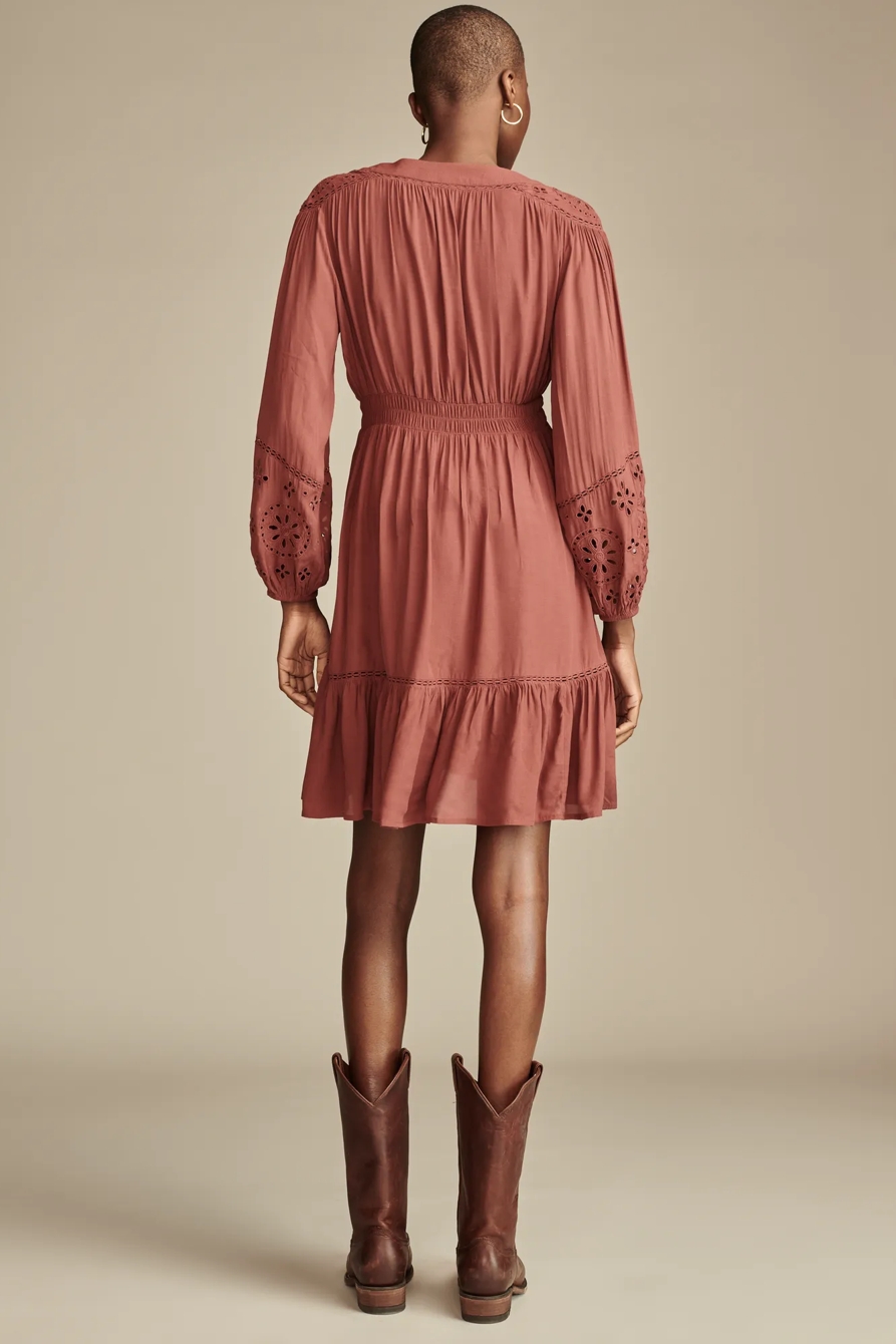 CUTWORK LONG SLEEVE MINI DRESS, image 4