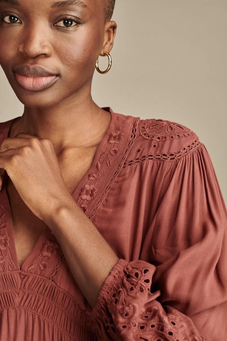 CUTWORK LONG SLEEVE MINI DRESS, image 5