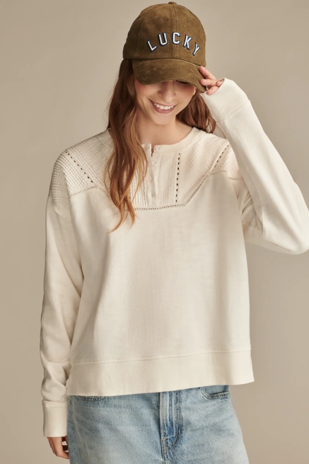 PINTUCK HENLEY SWEATSHIRT, image 1
