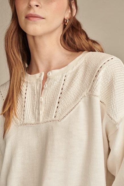 PINTUCK HENLEY SWEATSHIRT, image 2