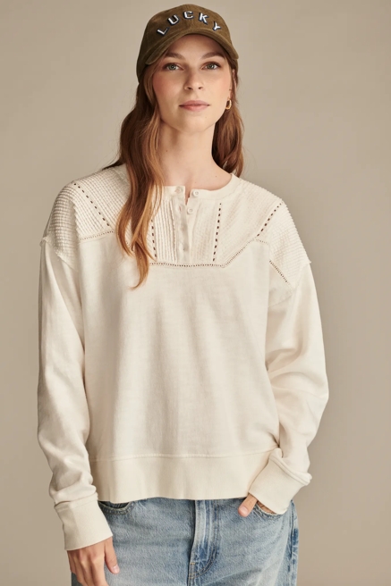 PINTUCK HENLEY SWEATSHIRT, image 3