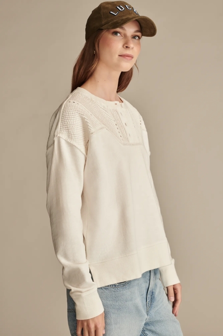 PINTUCK HENLEY SWEATSHIRT, image 4