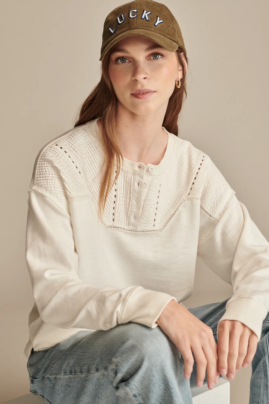 PINTUCK HENLEY SWEATSHIRT, image 6