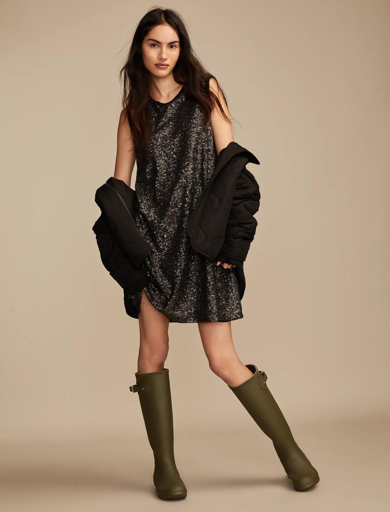 lucky brand black sequined dress