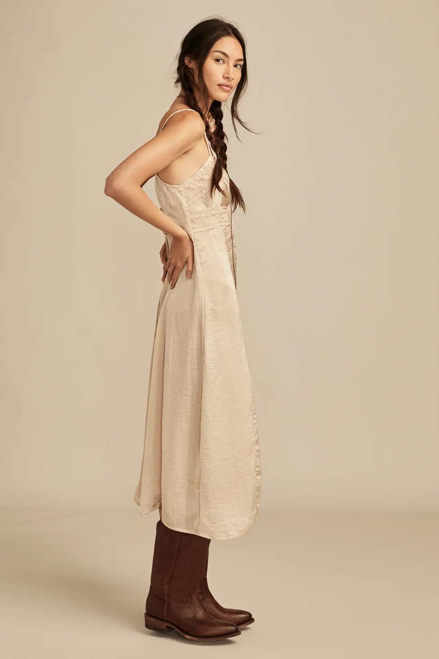 PINTUCK LACE BUTTON FRONT SLIP DRESS, image 3