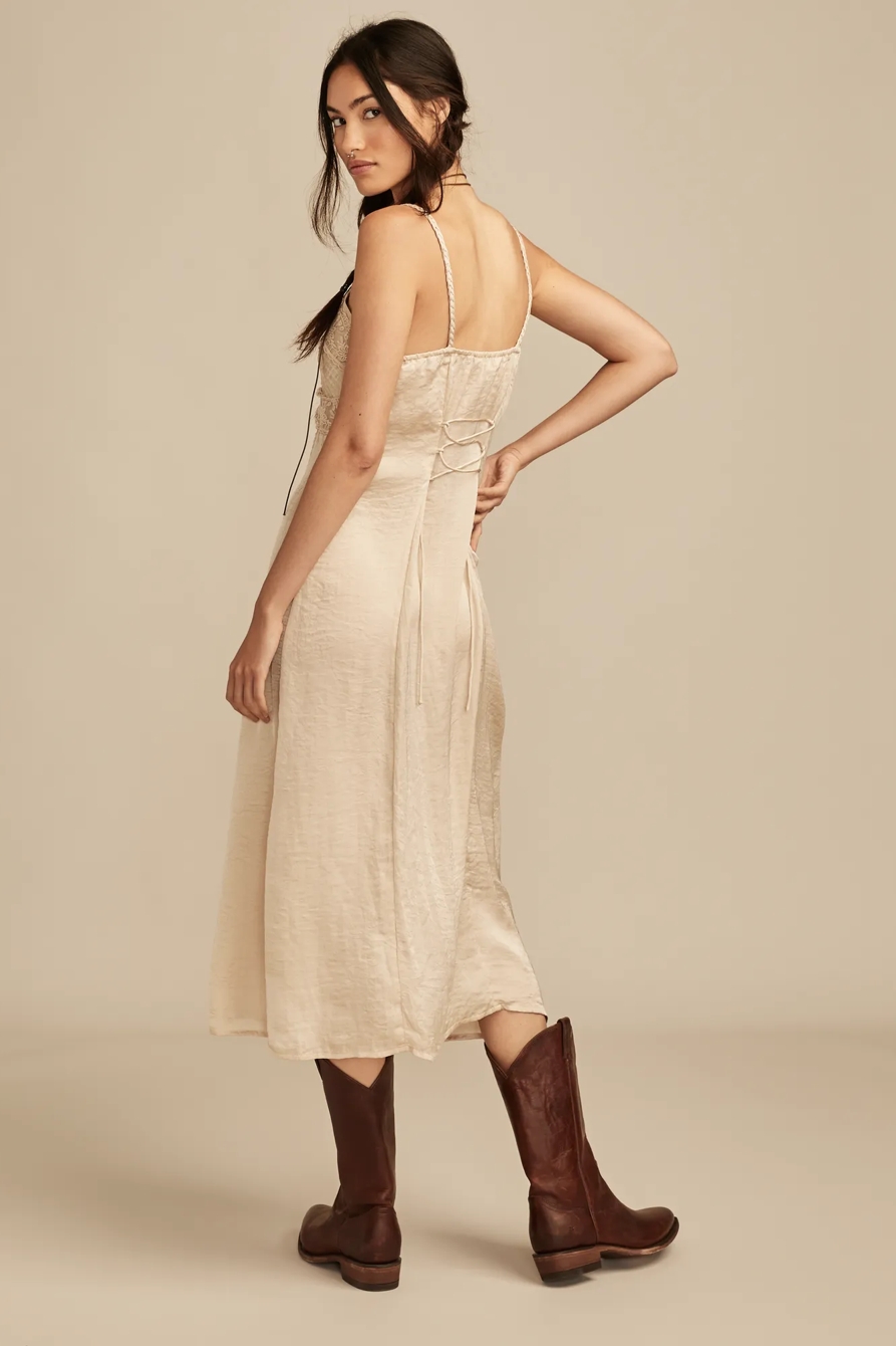 PINTUCK LACE BUTTON FRONT SLIP DRESS, image 4