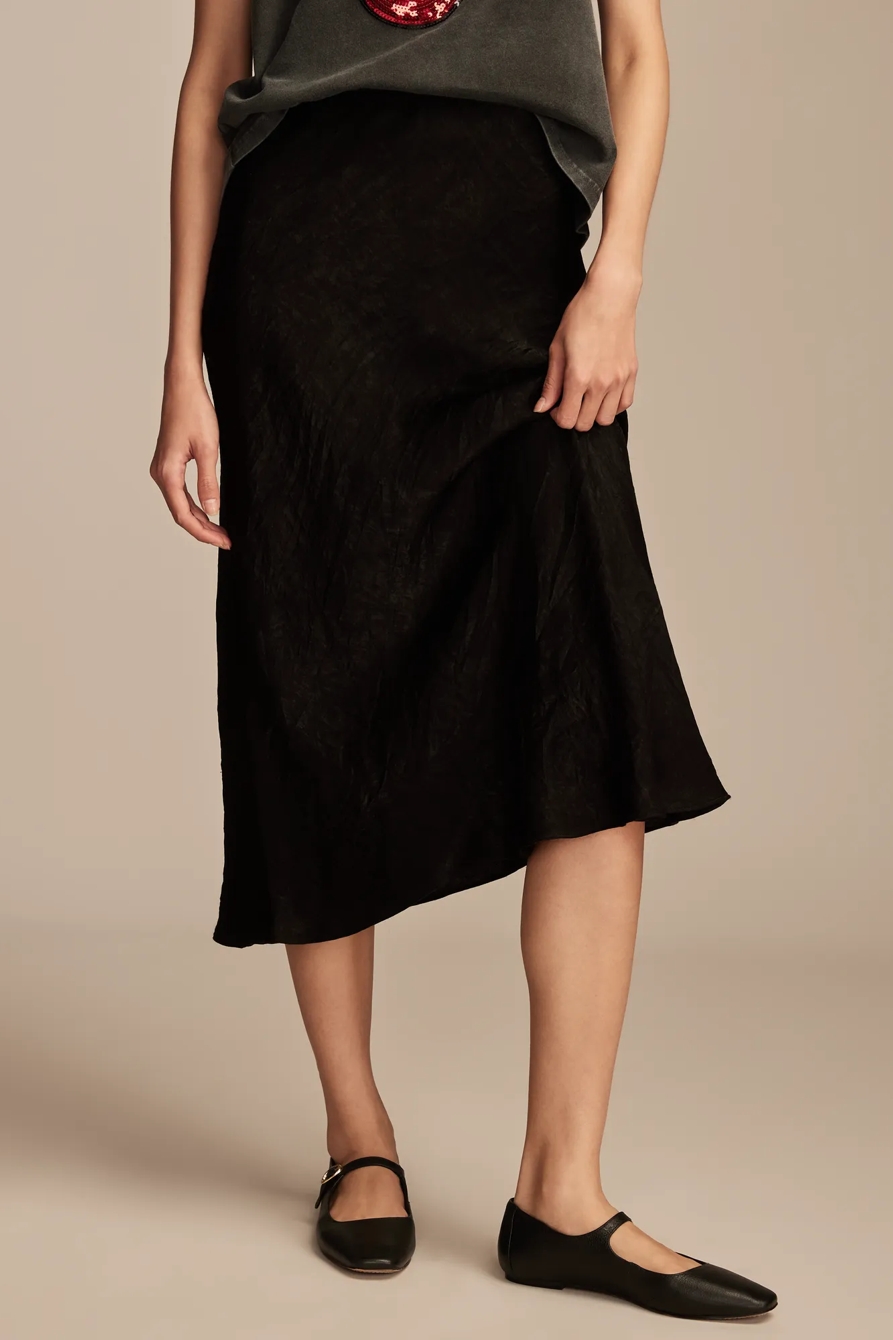 SATIN SILKY MIDI SLIP SKIRT, image 2