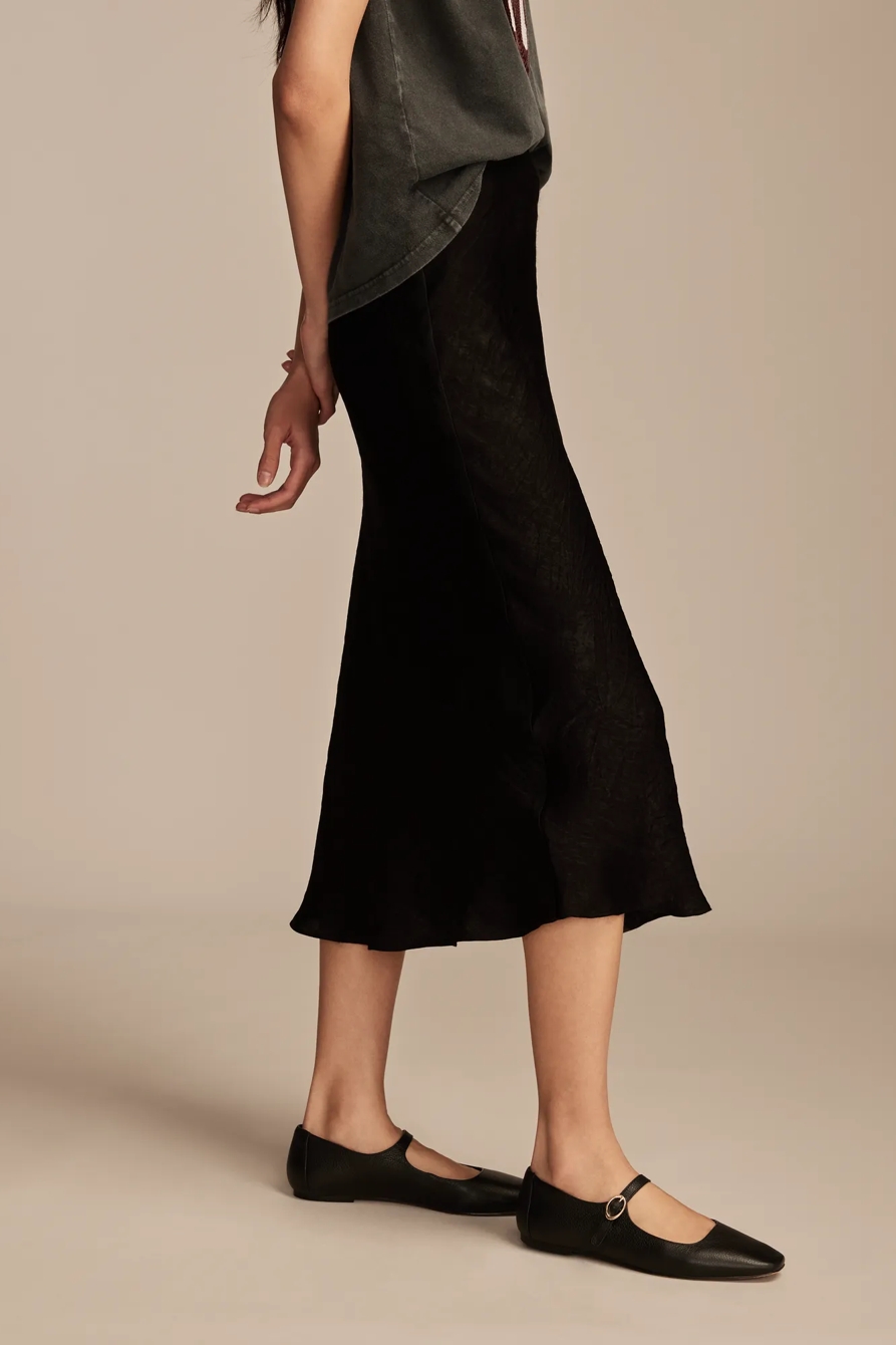 SATIN SILKY MIDI SLIP SKIRT, image 4
