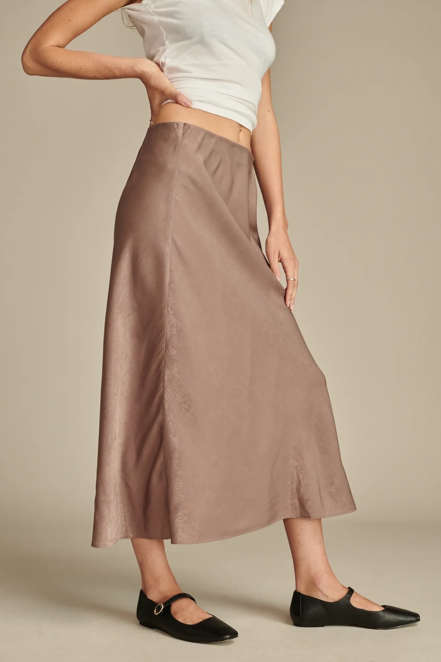SATIN SILKY MIDI SLIP SKIRT, image 3
