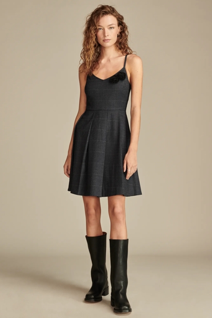 PLAID FIT AND FLARE MINI DRESS, image 1