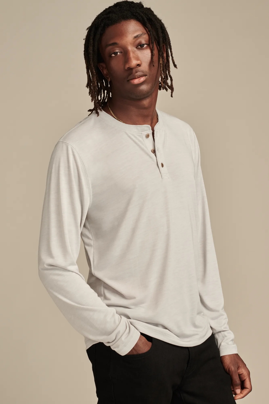 TENCEL JERSEY LONG SLEEVE HENLEY, image 3