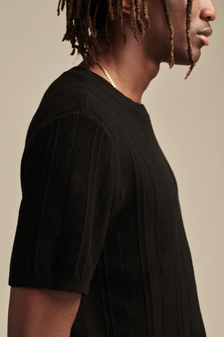 RIBBED FINE GAUGE SHORT SLEEVE SWEATER, image 2