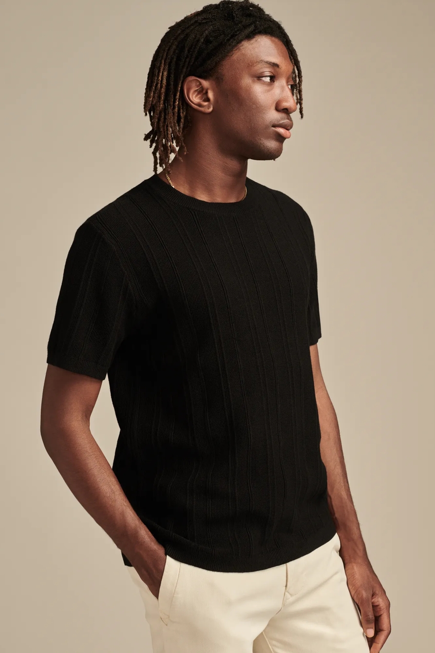 RIBBED FINE GAUGE SHORT SLEEVE SWEATER, image 3