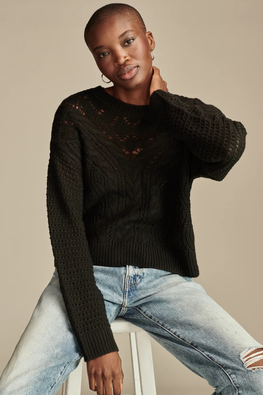POINTELLE CREW NECK SWEATER, image 3