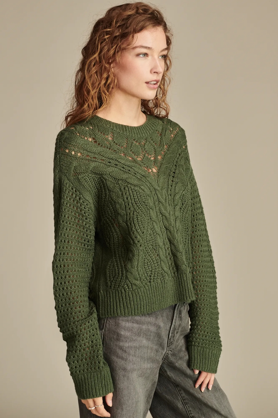 POINTELLE CREW NECK SWEATER, image 3