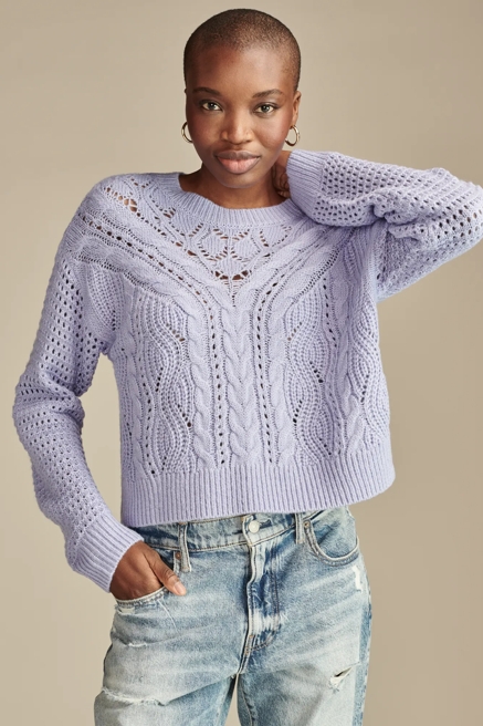 POINTELLE CREW NECK SWEATER, image 1