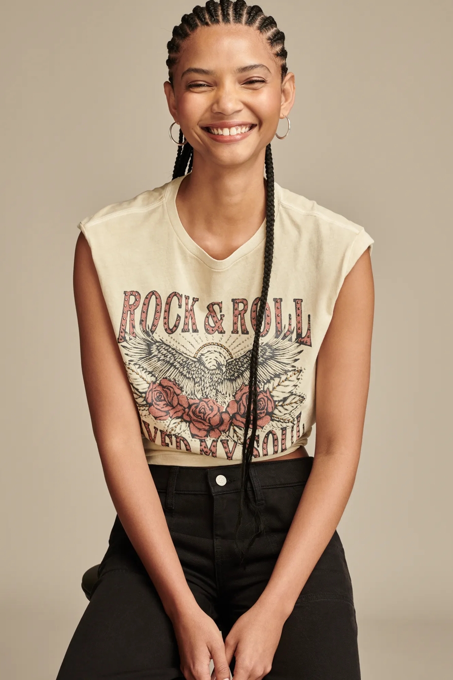 ROCK N ROLL SAVED MY SOUL BOYFRIEND TEE, image 1