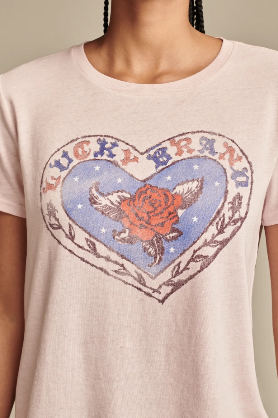 LUCKY BRAND ROSE HEART CLASSIC CREW, image 2