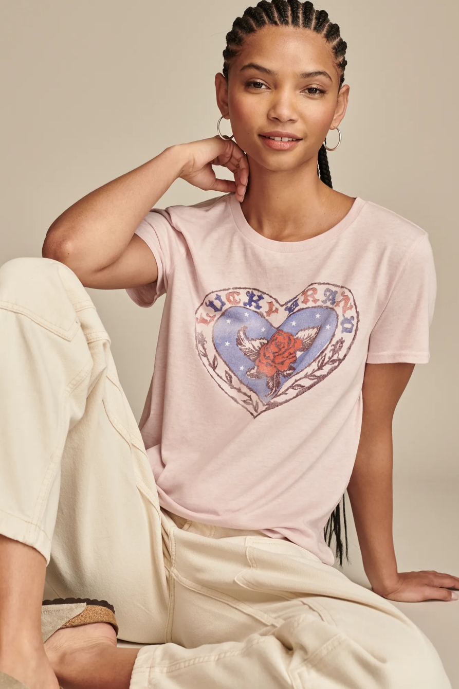LUCKY BRAND ROSE HEART CLASSIC CREW, image 5