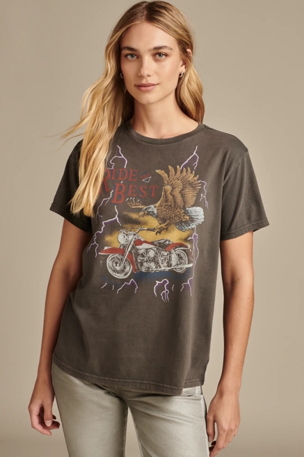 RIDE THE BEST EAGLE MOTO BOYFRIEND TEE, image 1