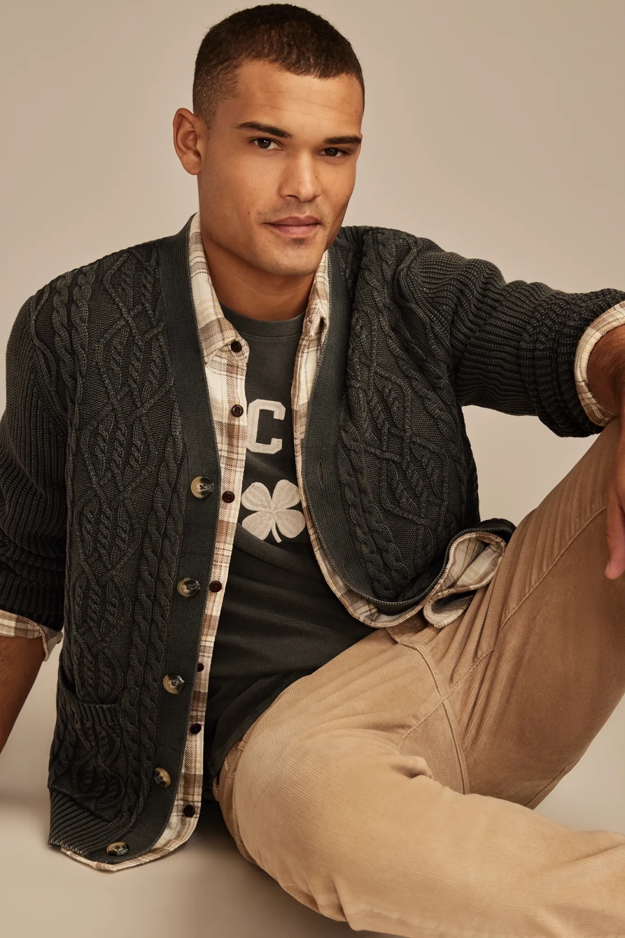 Washed Cable Cardigan, image 1