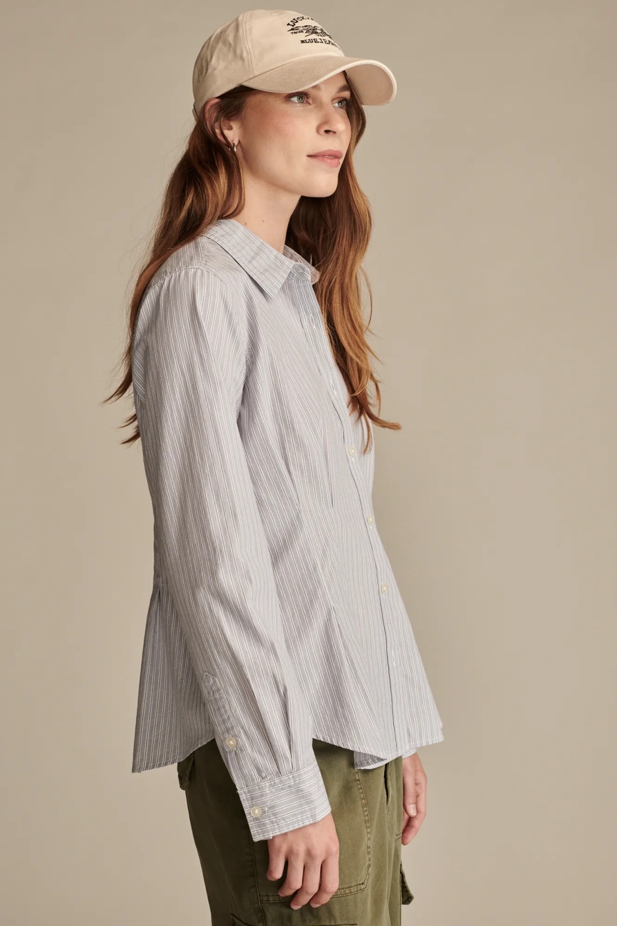 STRIPE PEPLUM BUTTON DOWN CORE SHIRT, image 5