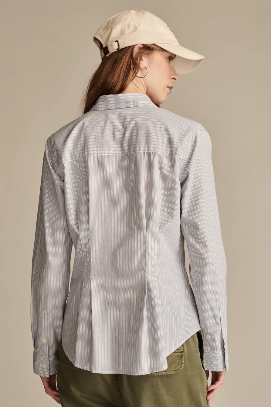 STRIPE PEPLUM BUTTON DOWN CORE SHIRT, image 6