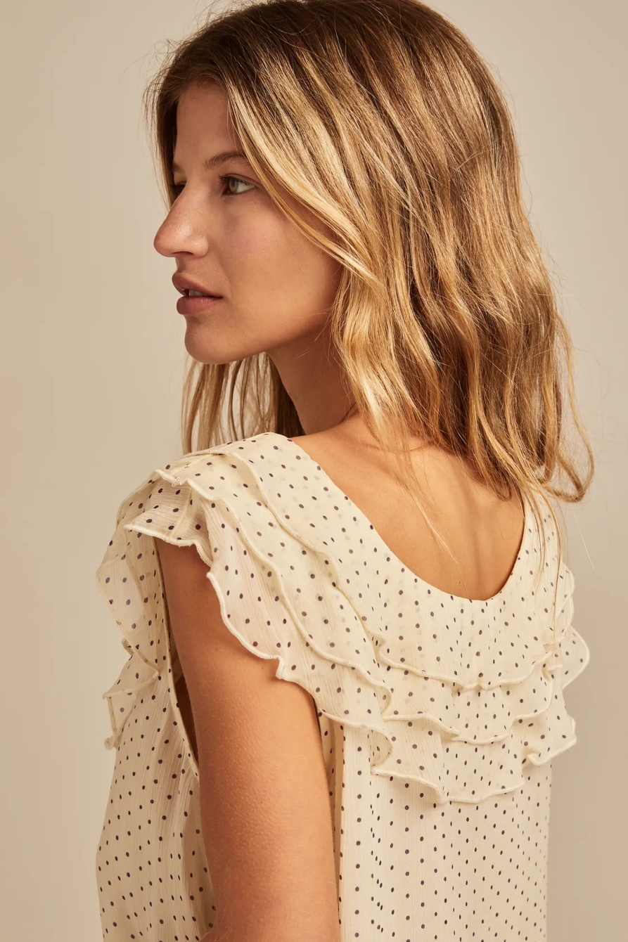 DOTTED TRIPLE RUFFLE TANK, image 2