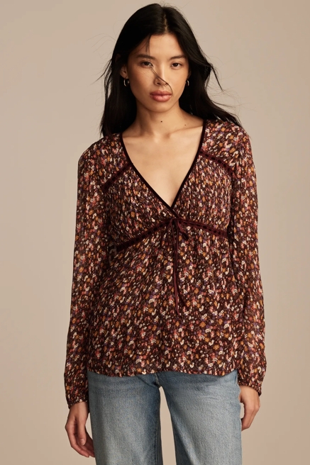 LONG SLEEVE RUFFLE BODICE TOP, image 1