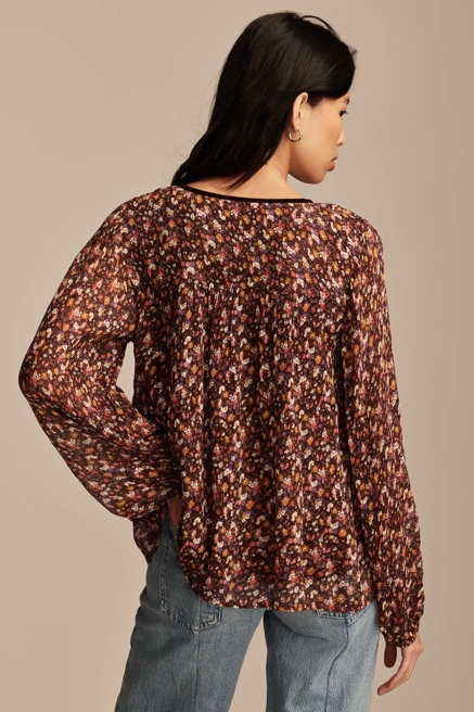 LONG SLEEVE RUFFLE BODICE TOP, image 3