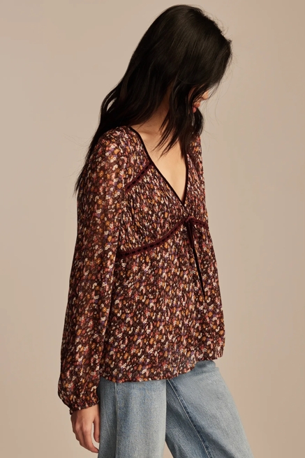 LONG SLEEVE RUFFLE BODICE TOP, image 4