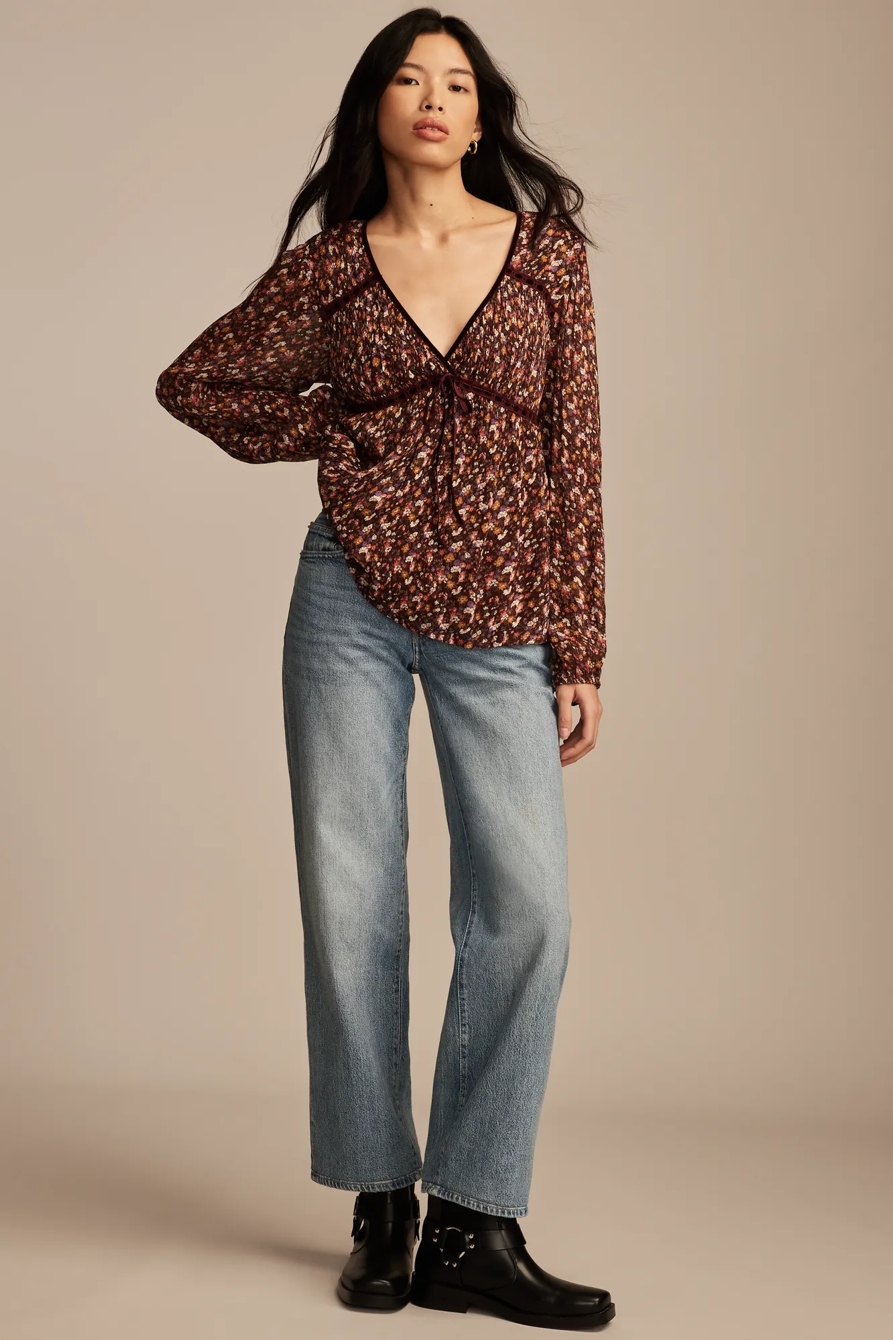 LONG SLEEVE RUFFLE BODICE TOP, image 5