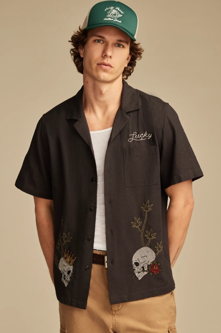 EMBROIDERED CAMP COLLAR SHIRT, image 1