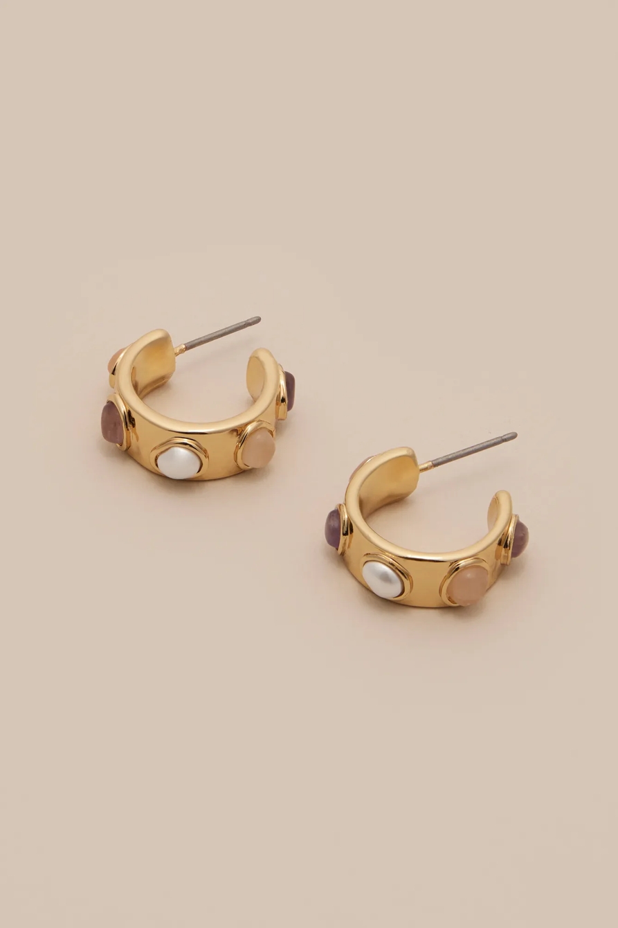MIXED GEM HOOP EARRINGS, image 2