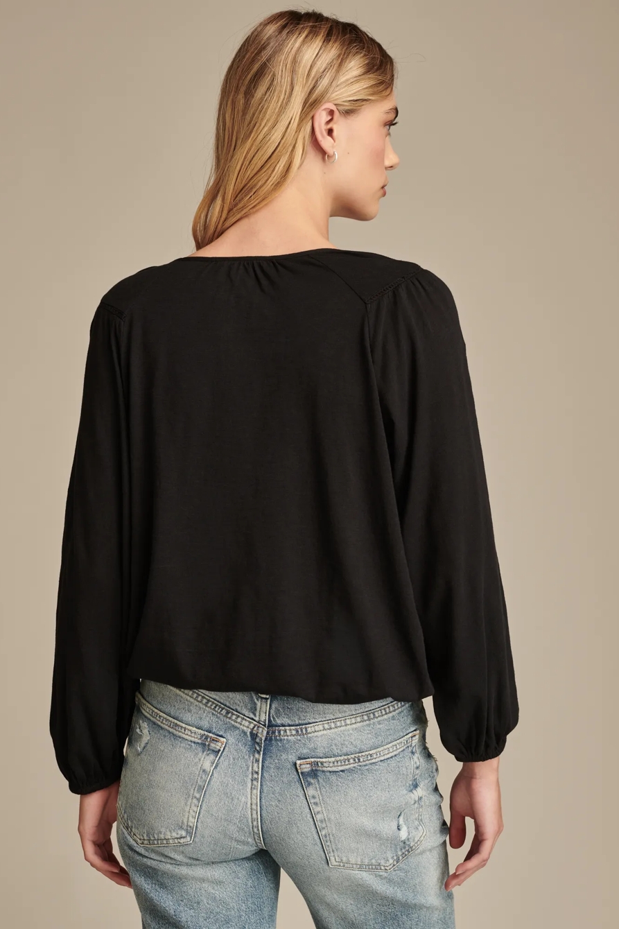 CONTRAST EMBROIDERED PEASANT TOP, image 4