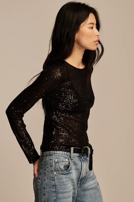SEQUIN LONG SLEEVE LAYERING TOP, image 3