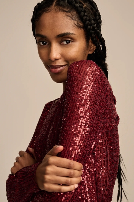 SEQUIN LONG SLEEVE LAYERING TOP, image 4