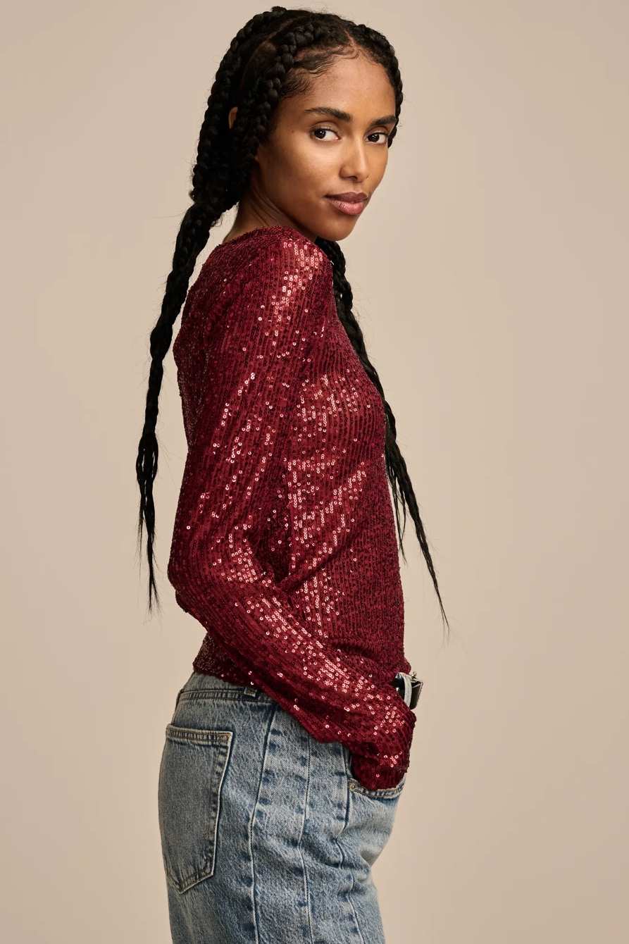 SEQUIN LONG SLEEVE LAYERING TOP, image 5